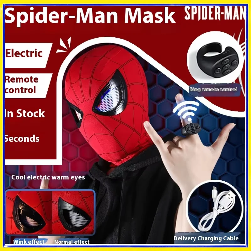 

Spider-Man Mask Viral Wearable Blinkable Movable Eye Manual Control Superhero Helmet Cosplay For Adults Kids Gift Box