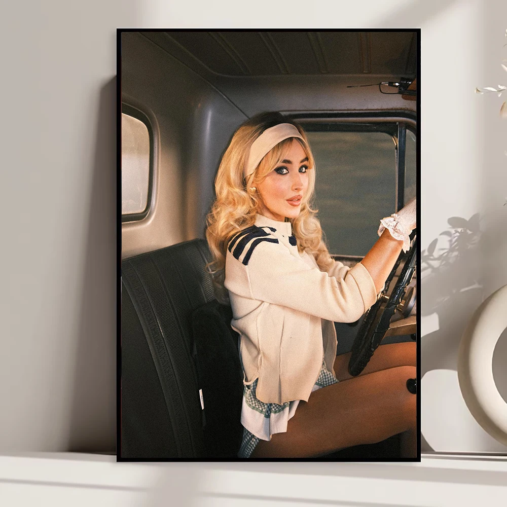 G05 أزياء الممثل الفيلم الشاب المشاهير المغني مثير فتاة سابرينا نجار الفن نسيج الحرير المشارك داخلي جدار اللوحة ديكور