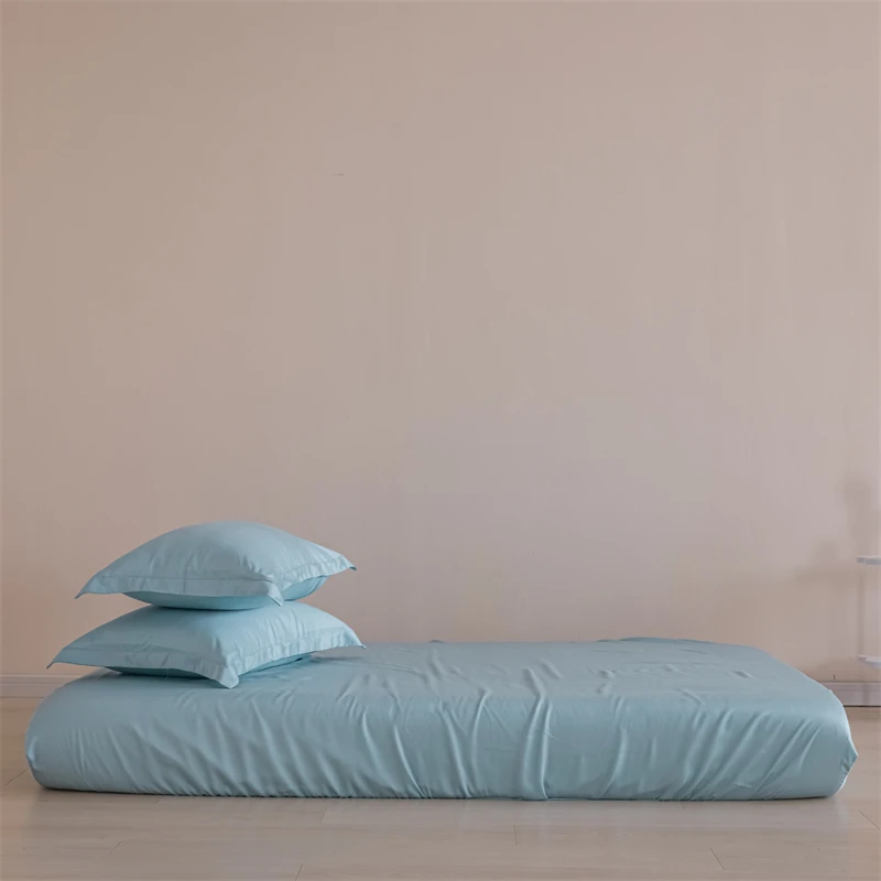 Lyocell Organic fabric Solid Color Soft Silky Cooling Feeling Deep Pocket Comfortable Fitted Sheet Set 3Pcs with 2Pillowcases