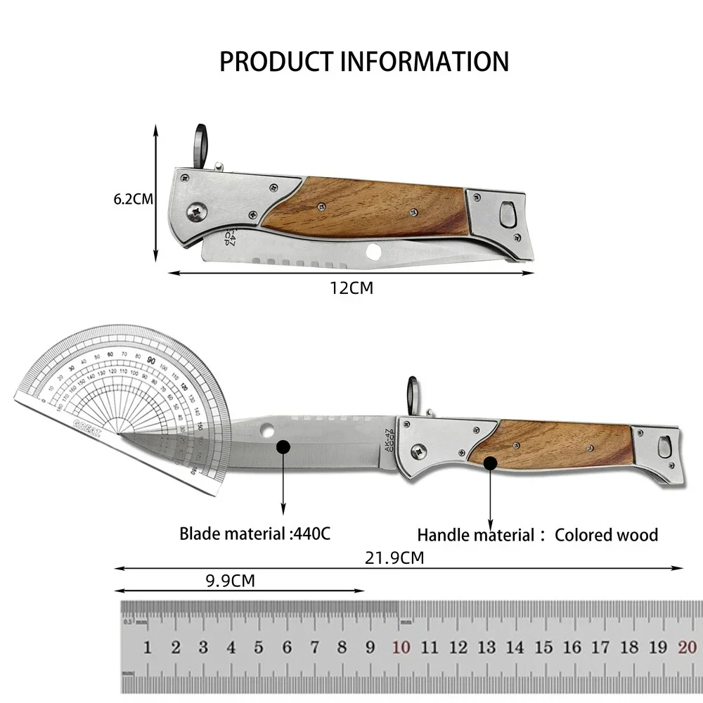 High Hardness AK47 CCCP Pocket Folding Knife 440C Blade Colored Wooden Handle Outdoor Survival Camping Hunting EDC Tool