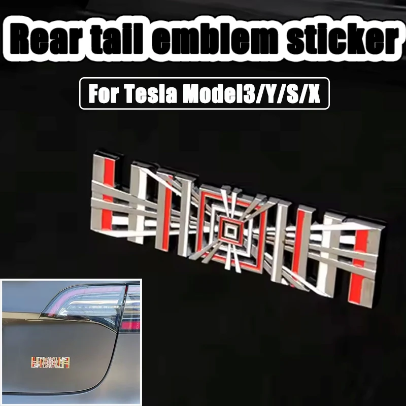 3D Metal Letter Tail Badge for Tesla Model 3/Y/S/X Plaid Boot Trunk Fender Badge Emblem Decals Sticker Car Accessorie Body Decal