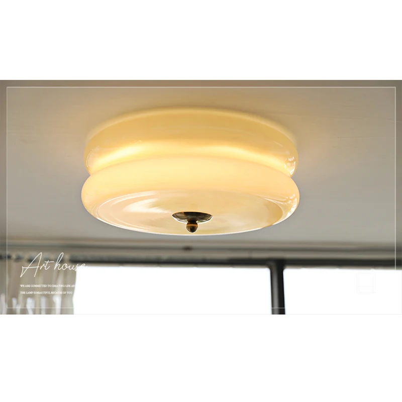 Danish designer Bauhaus living room ceiling lamp ins medieval cream style dining room bedroom study glass lamp