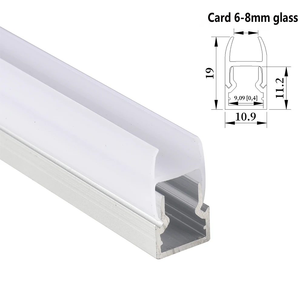 Imagem -02 - Led Perfil de Alumínio Prateleira de Vidro Luz para Gabinete Suporte de Canal de Tira Led de Alumínio com Tampa Leitosa 10*20 mm Pcs 05m