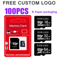 100PCS Flash Memory Card Class10 128GB 64GB 16GB 32GB TF Card 8G 4GB 2GB 1GB Mini SD Card for Smartphone 128MB 512MB Free Logo