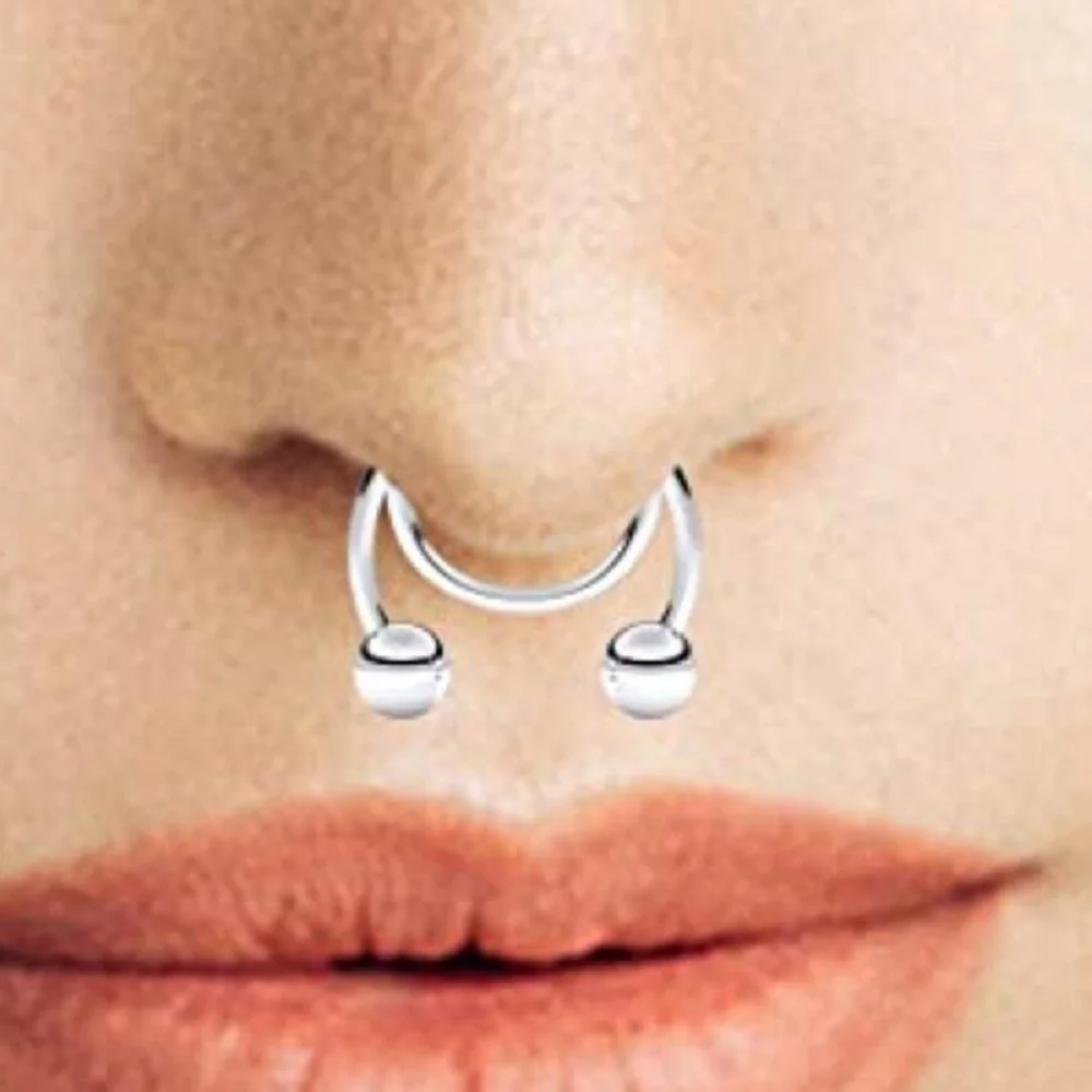 Jóia do corpo Piercing em aço inoxidável, piering falso do septo, septo nasal, anéis de nariz, 1pc