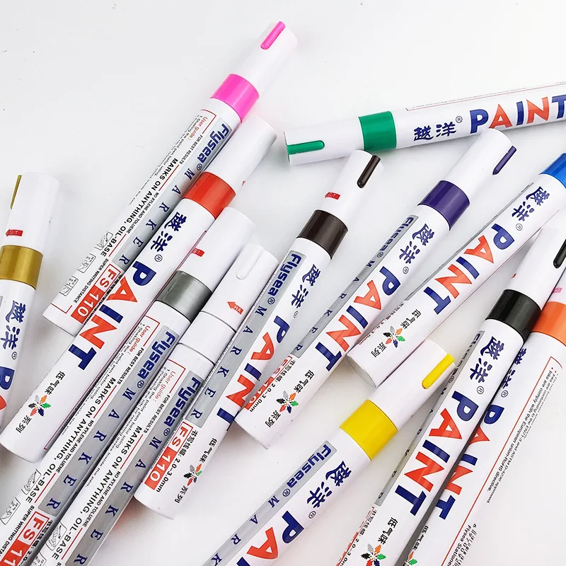 12 Color White Waterproof Rubber Permanent Paint Marker Pen Car Tyre Tread Environmental Tire Painting Highlighter Pen