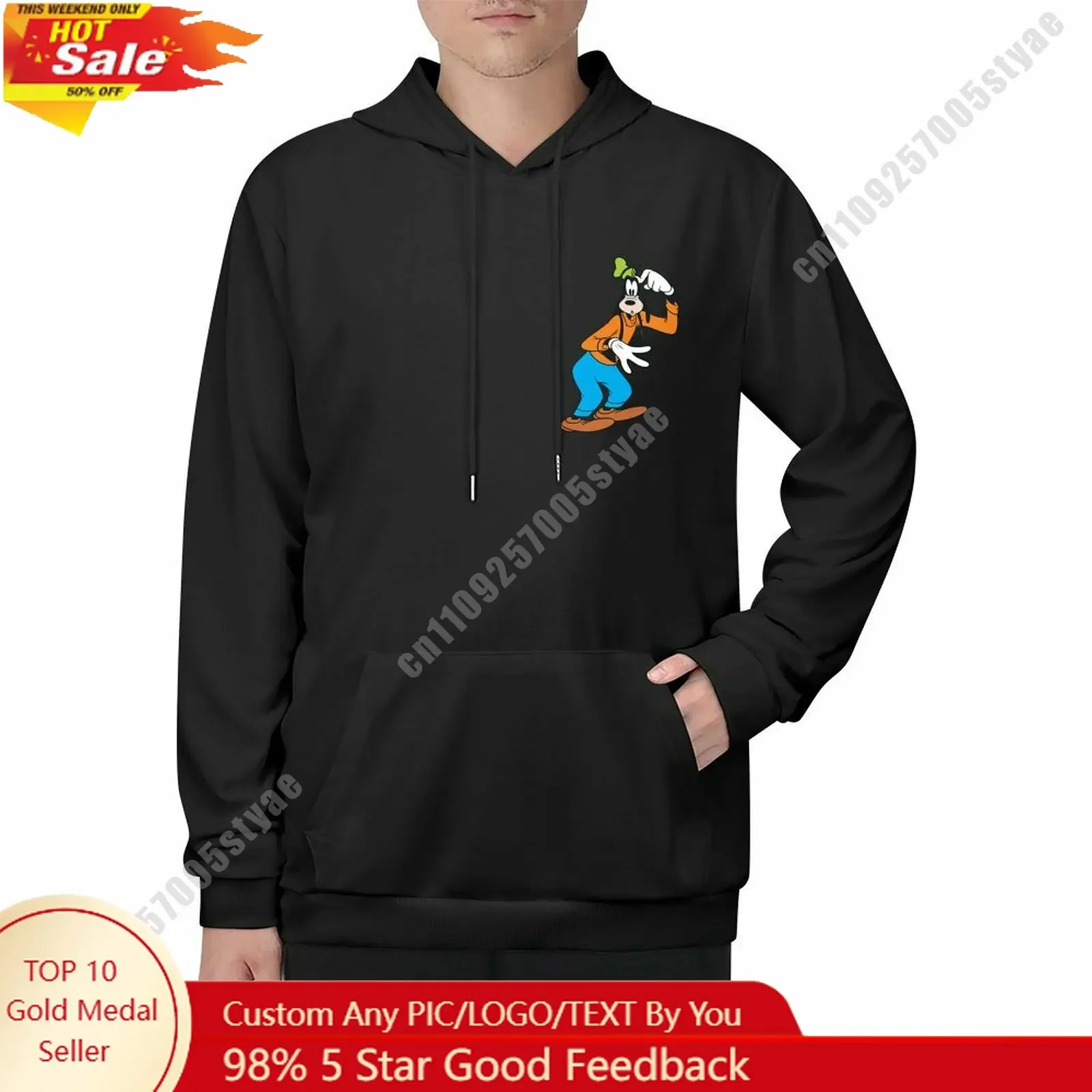 

Goofy Hoodie Custom Designed Disney Cartoon Your Photo Logo Double Sided Printing Adult Size Windproof Cold Resistant