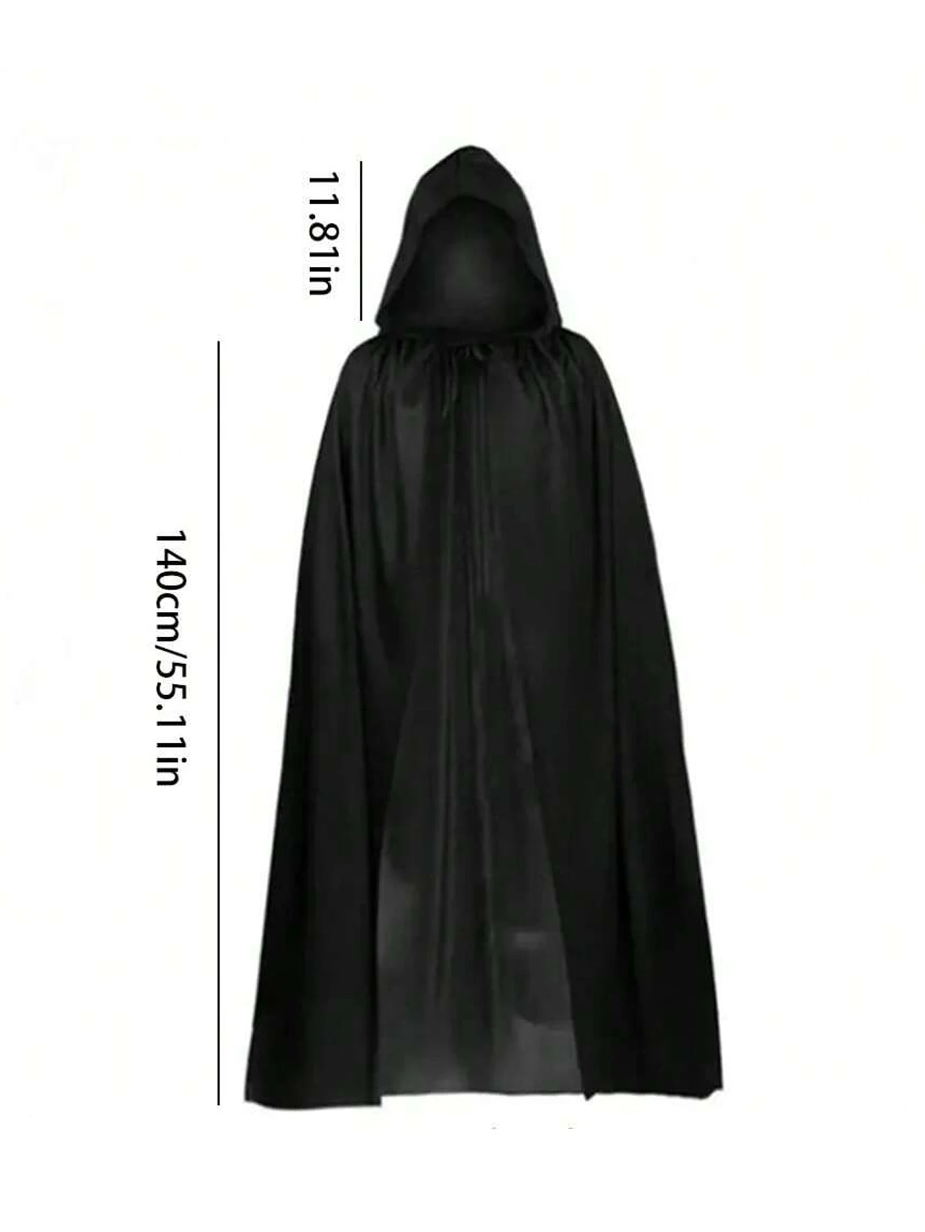 Halloween-Umhang, weicher Unisex-Kapuzenumhang, schwarze Robe, Hexenumhang, langer Umhang, Cosplay-Kostüm, Requisite für Partys, Aufführungen, Feiertagsdekoration – Detail 7
