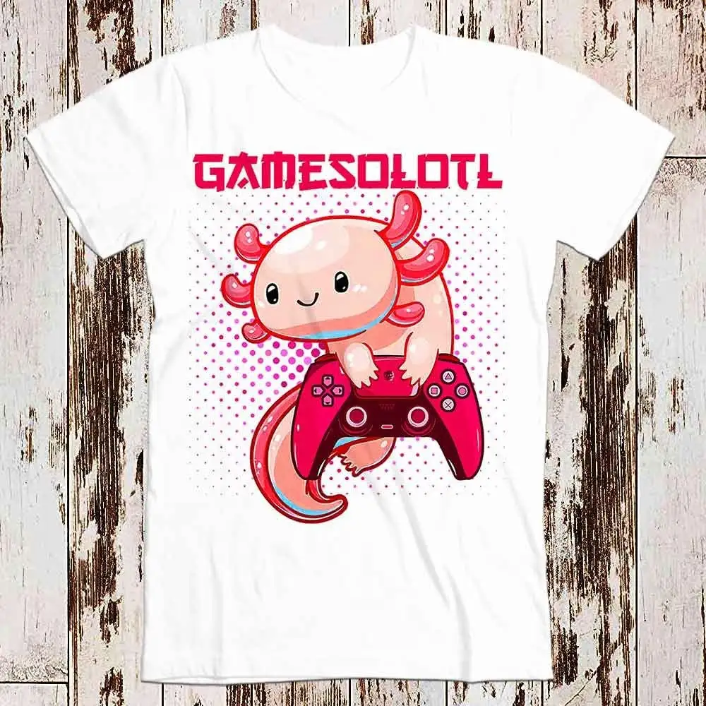 Gamer Axolotl Lover Cute Axolotls Online Gaming Style Design Top Art Retro T Shirt Best Seller 8991