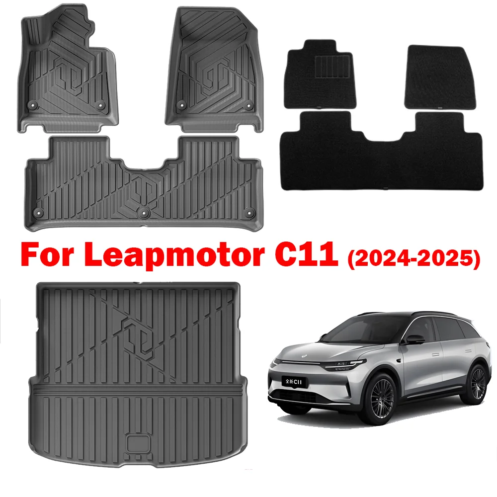 

For Leapmotor C11 2024 2025 TPE 3D Car Floor Mats Left Hand Drive Waterproof All Weather 3D Car Floor Mats Cargo Liner Trunk Pad