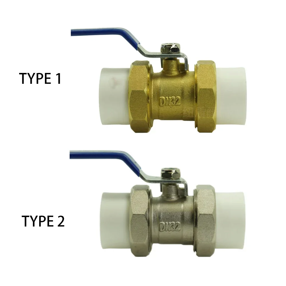 DN20 DN25 DN32 DN40 DN50 Double Union Brass PPR Ball Valve Socket Live Connect Heat Fusion Plumbing Fitting 20 25 32 40 50mm
