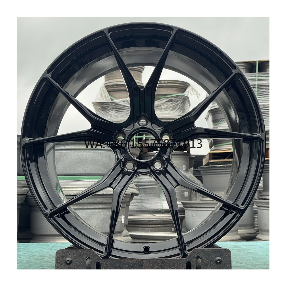 

Кованые моноблочные диски на заказ 5x112 для гоночных автомобилей, 19, 20, 21, 22, 24 дюйма, глянцевые черные, из сплава 6061-T6, автомобильные колесные диски