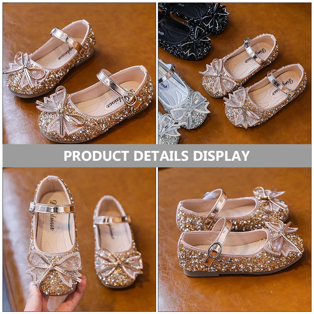 

Princess Shoes Kids Dress Wedding Party Toddler Flat Artificial Gold Size 29 Comfort Children Shoe For Girl