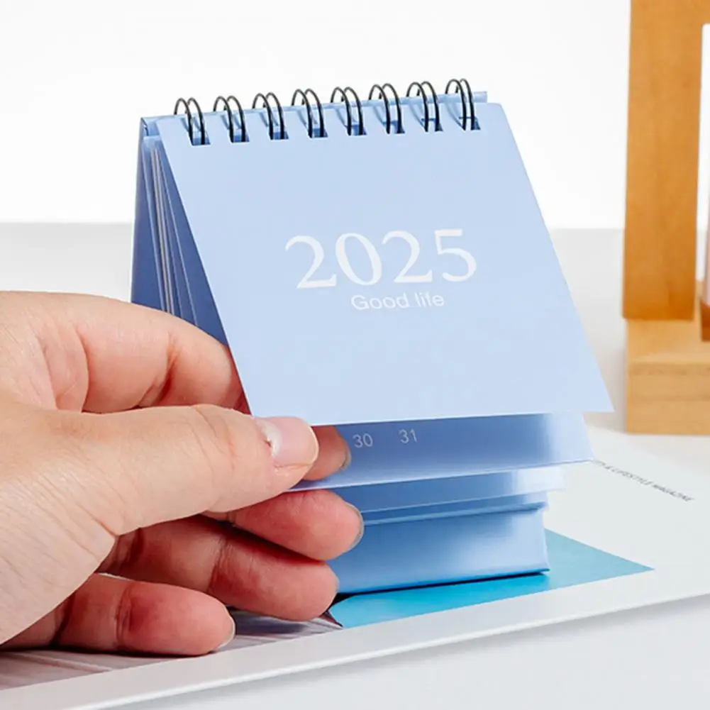 New 2025 Desk Calendar Mini Annual Planner Coil Calendar Book Yearly Schedule Organizer Calendar Home Office Supplies