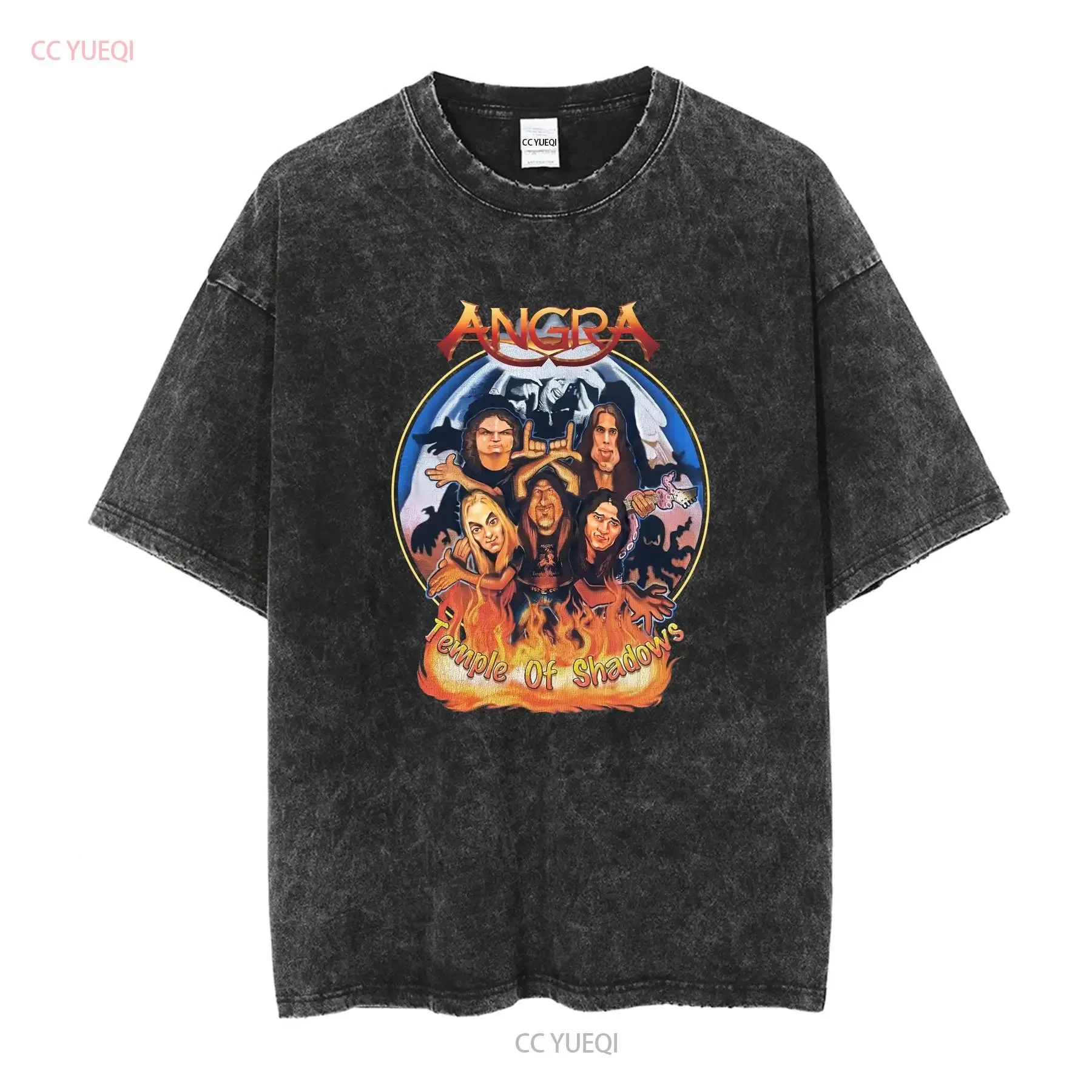 Angra Band T Shirt Men Small Adult Black Temple of Shadows 2005 Brazil Metal vintage Washed Soft Stylish streetwear Breathable