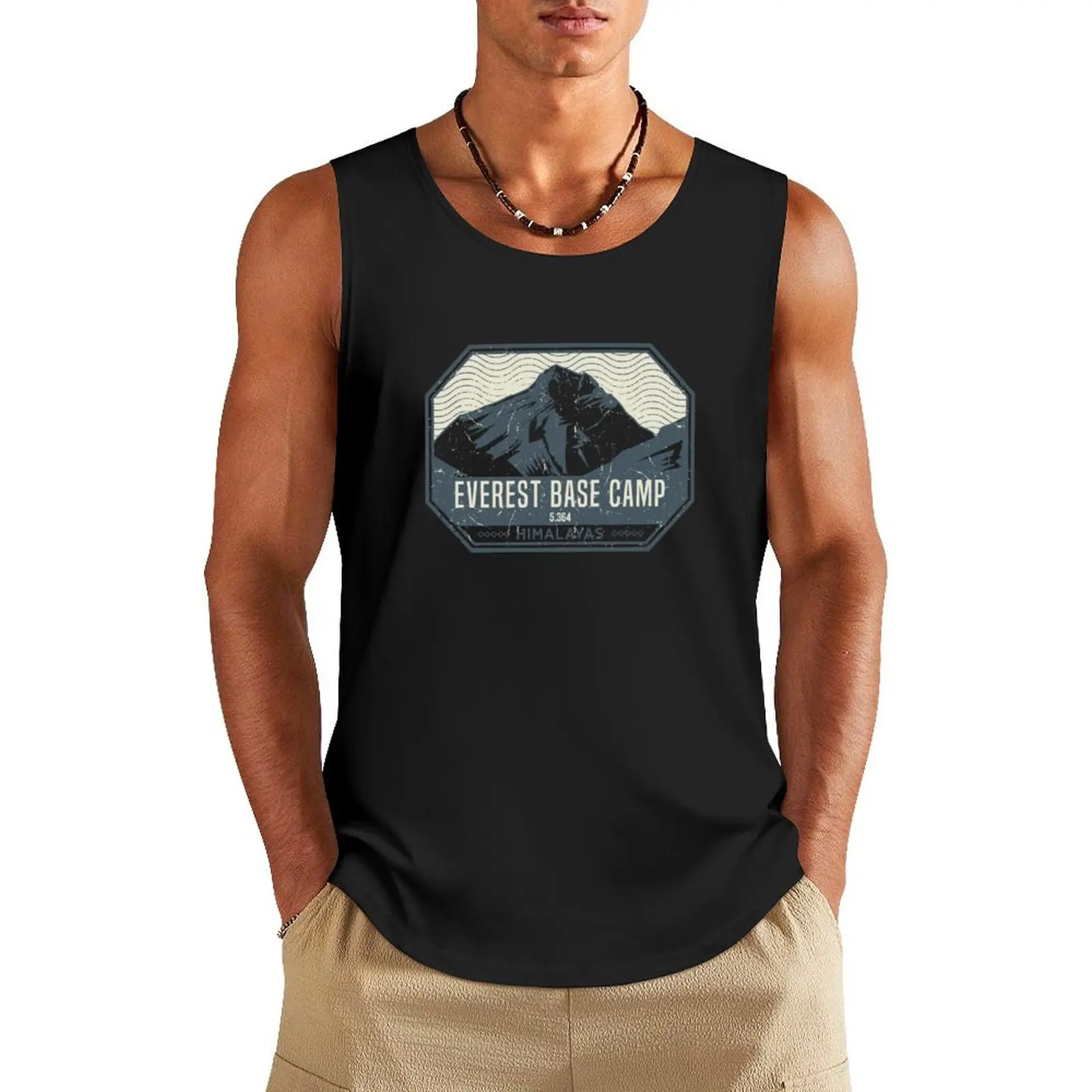 Mount Everest, Base Camp Tank Top Man sleeveless shirt mens gym clothes