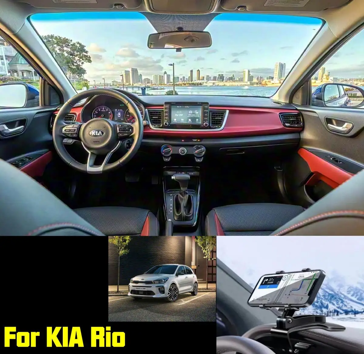 

Автомобильная навигационная подставка для мобильного телефона KIA Rio можно установить на зеркале заднего вида, приборную панель и солнцезащитный козырек.
