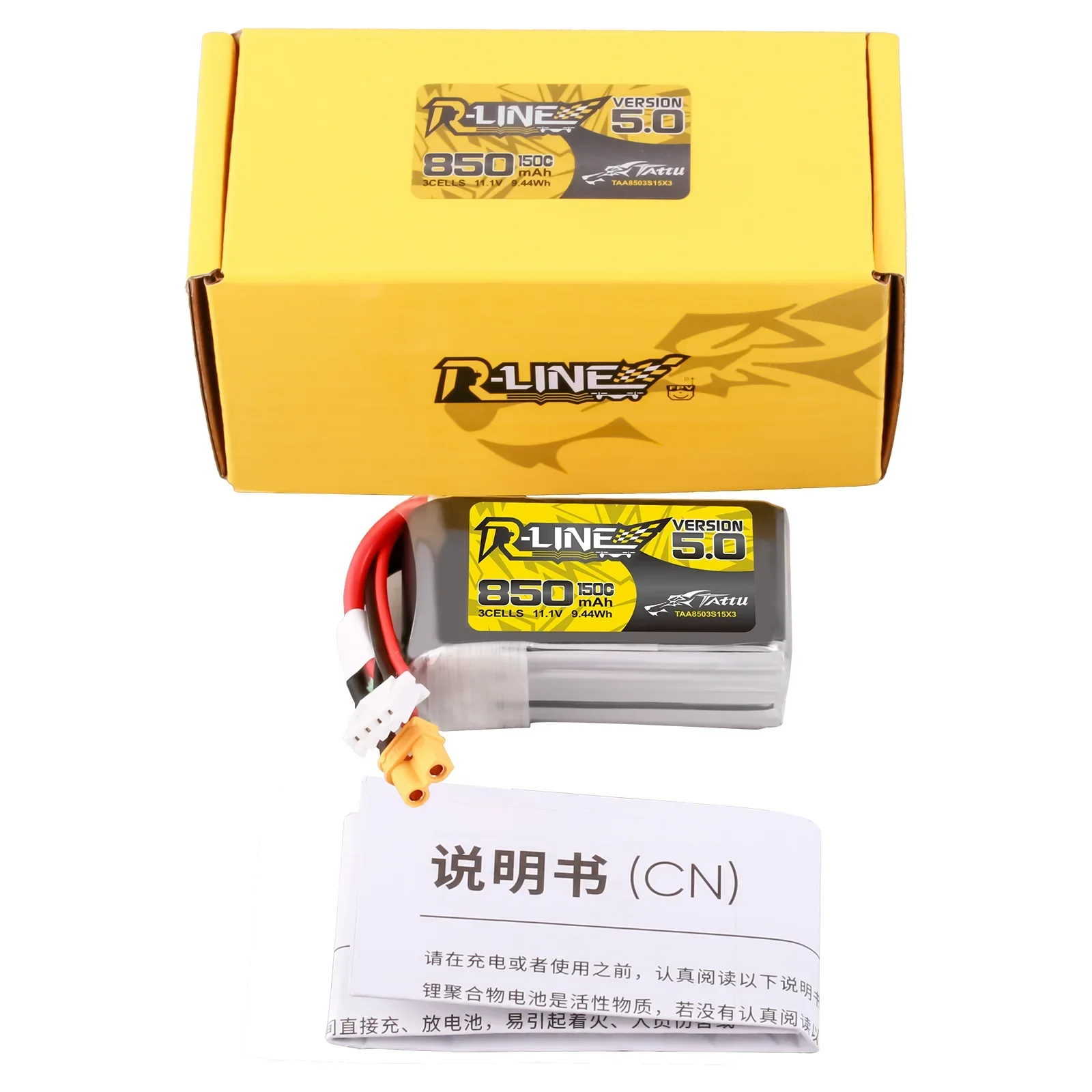 Tattu R-Line 850mAh 3S/4S/6S Lipo Battery 22.2V 150C RC Power for 5-inch Aircraft FPV Racing Multirotor Quadcopter Frame