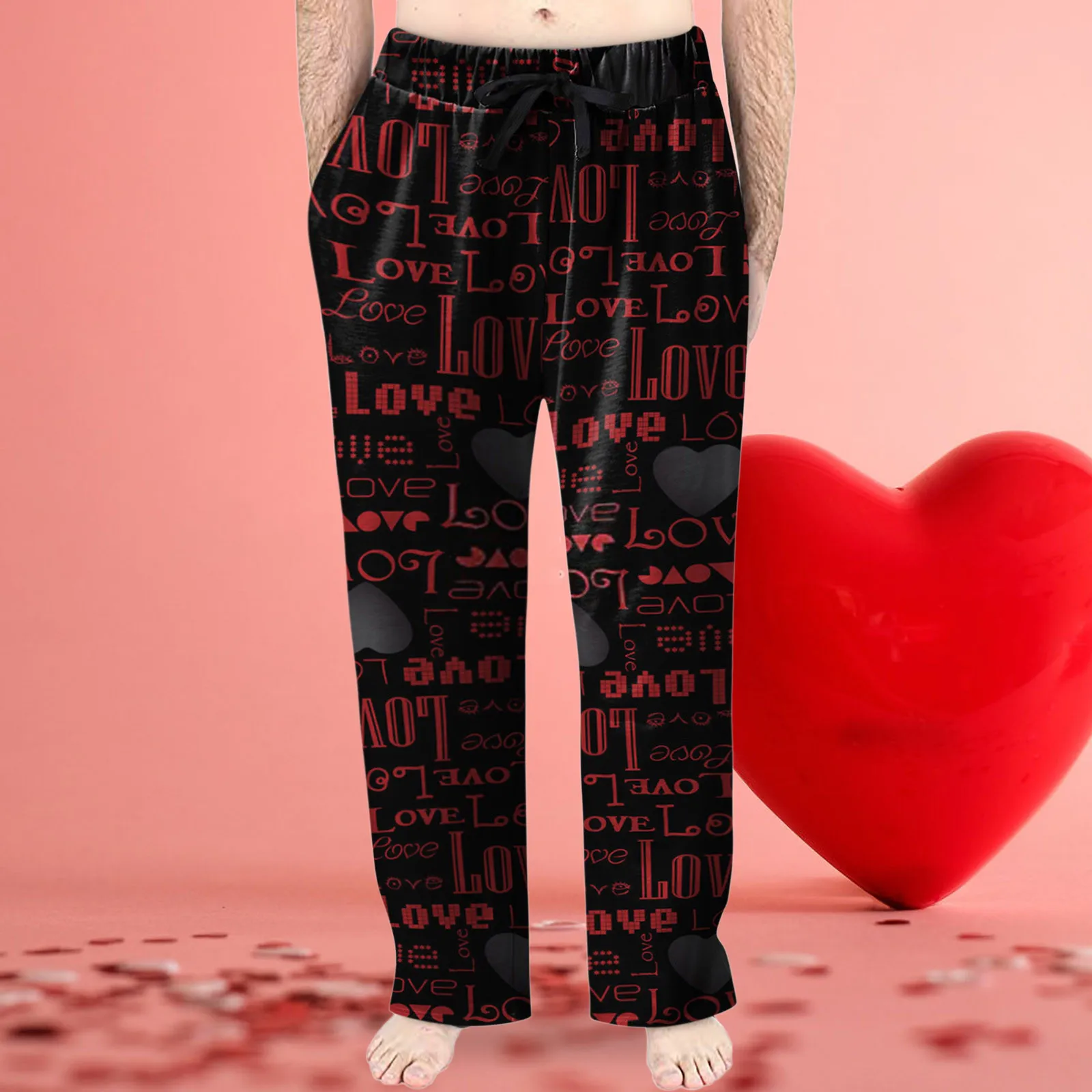 Heren Home Wear Straght Casual Broek Losse Wijde Pijpen Heren Jogger Joggingbroek Vintage Print Pyjama Potlood Broek Broek Streetwear