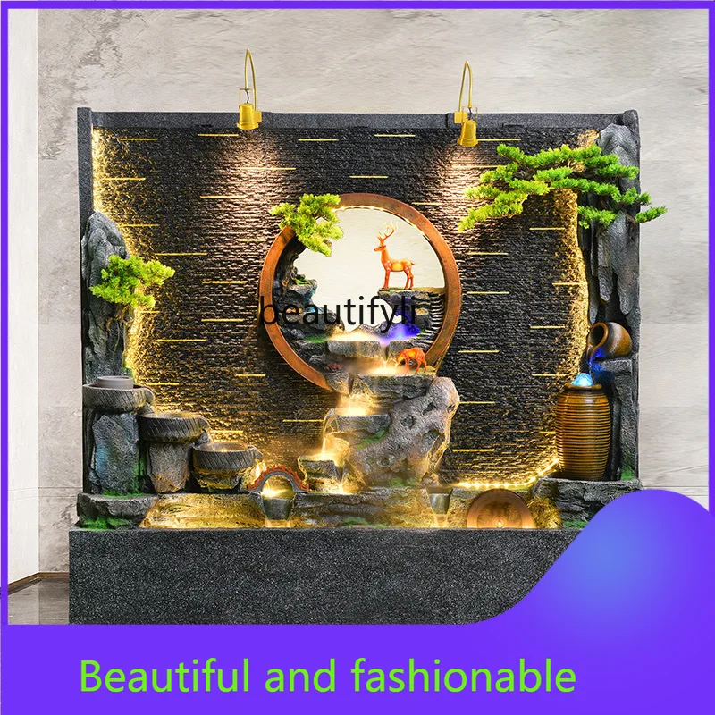

Water Curtain Wall Water Screen Living Room Fortune Decoration Courtyard Floor Water Circulation Rockery Fountain