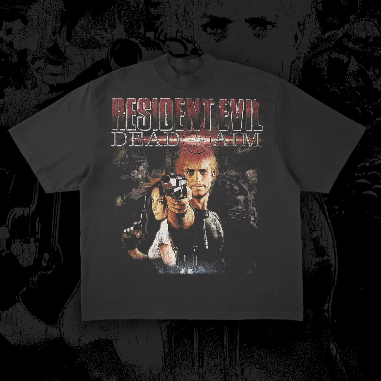 Men Summer Oversized Tshirt Resident Evil Leon Ada Wong Print Short Sleeve Cotton Crew Neck Top Vintage Game Streetwear