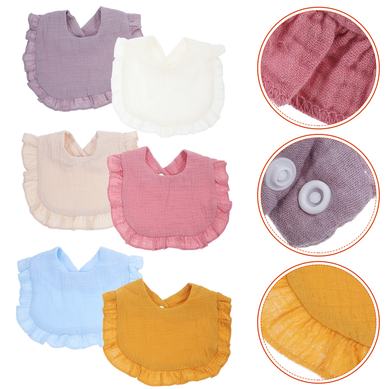 6 قطع مريلة أطفال قطنية ناعمة قابلة للتنفس للرضع والأطفال الصغار وقت التغذية هدية مثالية لآباء استحمام الطفل #1