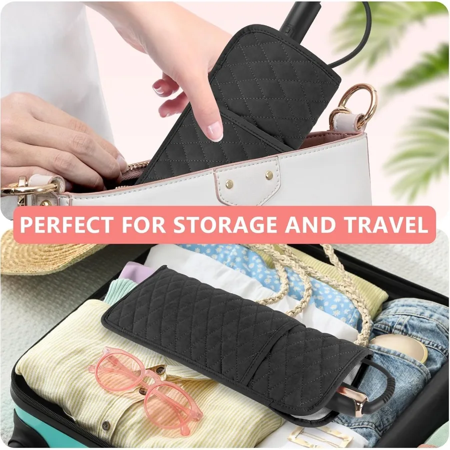 حقيبة تنظيم أدوات الشعر المقاومة للحرارة، حقيبة تخزين محمولة للسفر لمكواة فرد الشعر ومكاوي الشباك والمكاوي المسطحة