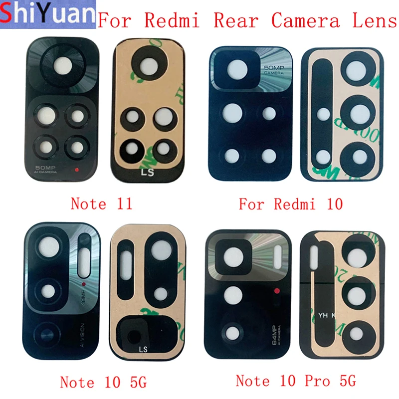 2Pcs Back Rear Camera Lens Glass For Redmi 10 Note 10 Pro 5G Note 11 Camera Glass Lens Replacement Repair