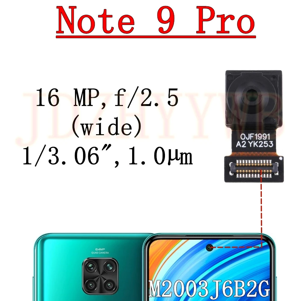 Front Rear Camera For Xiaomi Redmi Note 9 Pro Note9pro Frontal Selfie Wide Back Facing Main Camera Module Flex Cable