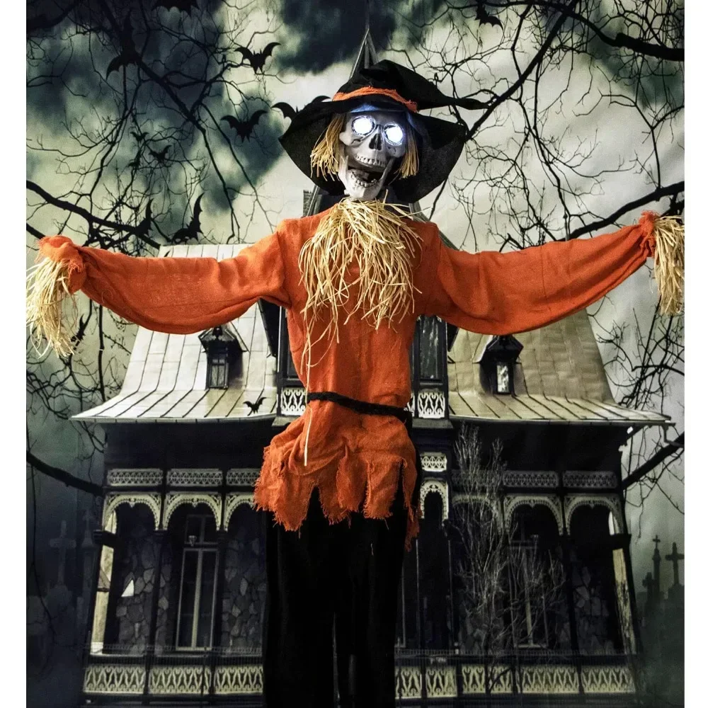 

Halloween Scarecrow Decoration, Standing Scarecrow Animation, with Touch Activated Lights and Sound Props