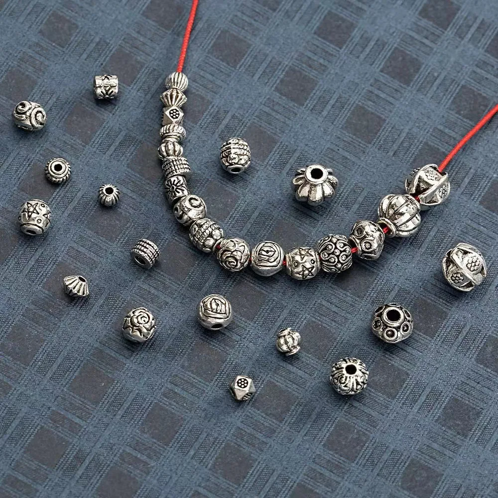 

Silver vintage alloy lantern-shaped scattered beads pumpkin flying saucer round diy necklace bracelet accessory