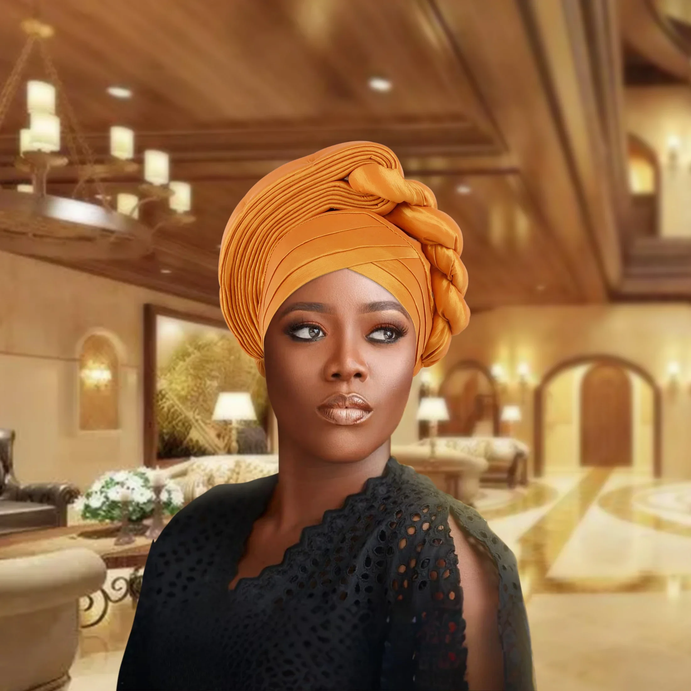 Latest African Auto Geles Headtie Already Made Braids Turban Cap for Women Hijab Bonnet Nigeria Aso Oke Headwrap Wedding Party