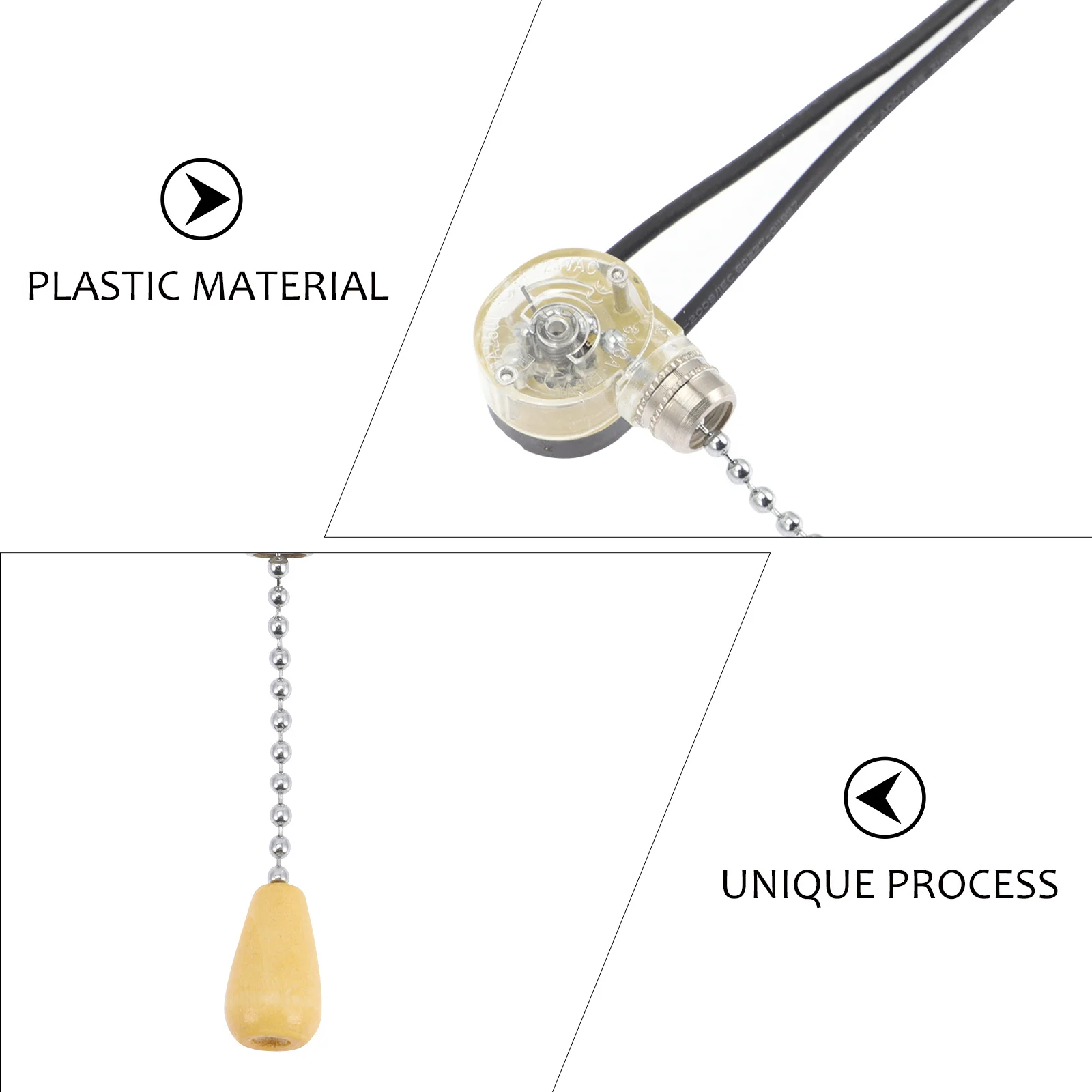 10 قطعة مفتاح سلسلة سحب الضوء مروحة السقف سحب الحبل استبدال سطح أملس الخشب المواد البلاستيكية مصباح لوحة الحائط متوافق #1