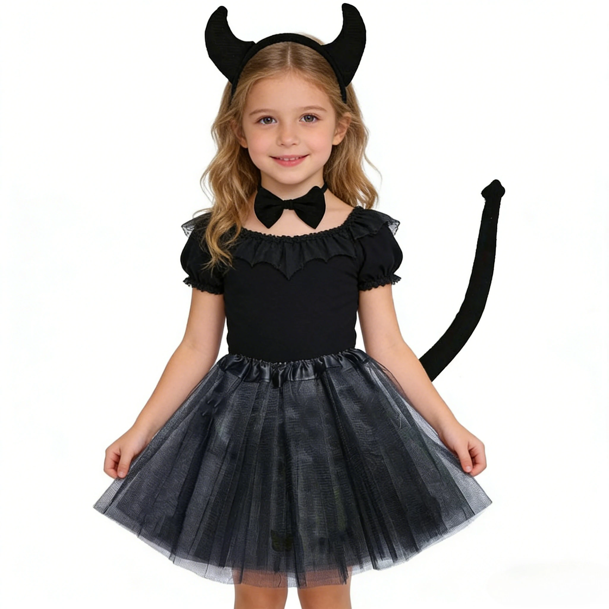 

Комплект аксессуаров: повязка на голову «Демон» и юбка-пачка для девочек, детский костюм для вечеринки, подарок, реквизит для дня рождения, Хэллоуина, косплея