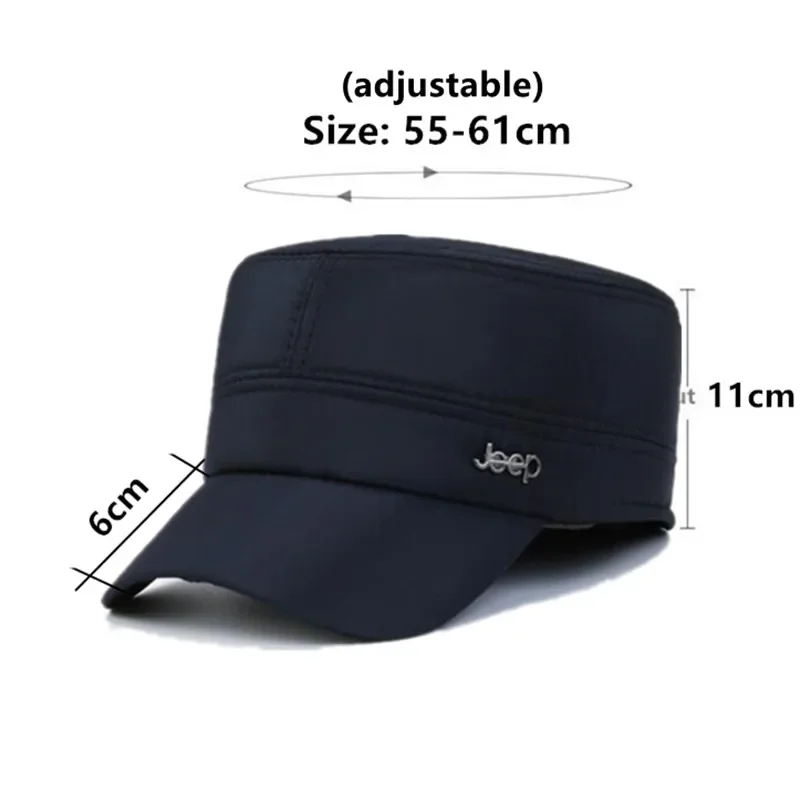 

Winter Flat Caps For Men Plush Thickened Warm Military Hats Coldproof Earmuffs Hat Cycling Sports Cap Golf Cap Dad's Cotton Hat