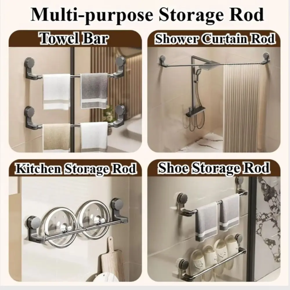 Toallero con ventosa montado en la pared, barra de toalla retráctil giratoria impermeable, ahorro de espacio, fácil de instalar, soporte para toallas colgante