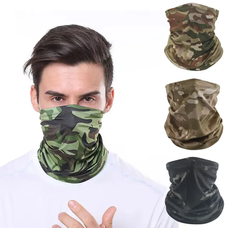 Outdoor riding headscarf camouflage scarf quick drying exercise sun protection neck cover mesh breathable mask headscarf