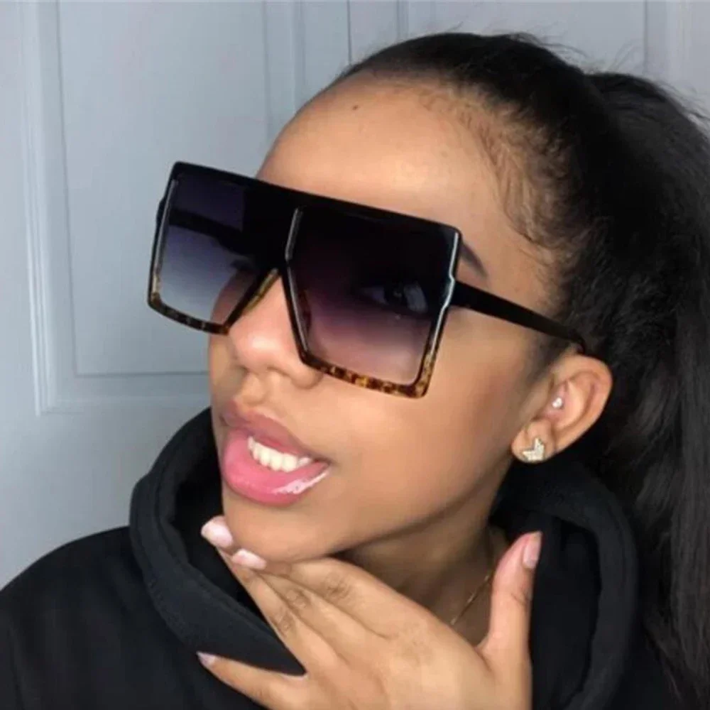 Women’s Square Sunglasses UV400 Clear Lens, Plastic Frame