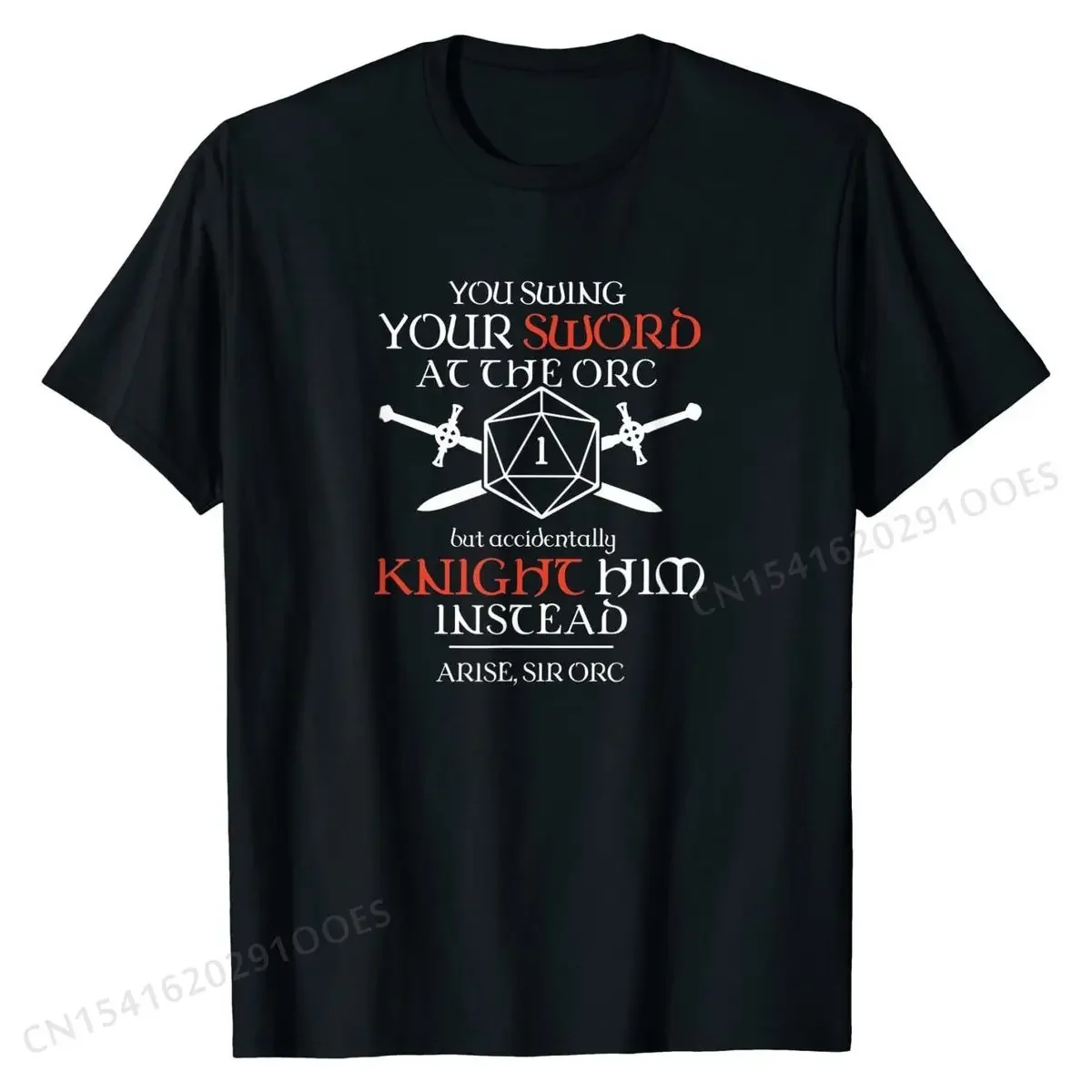 

Critical Failure Orc Knight T-Shirt Men's Casual Cotton Graphic Tee Soft Gaming T-Shirt