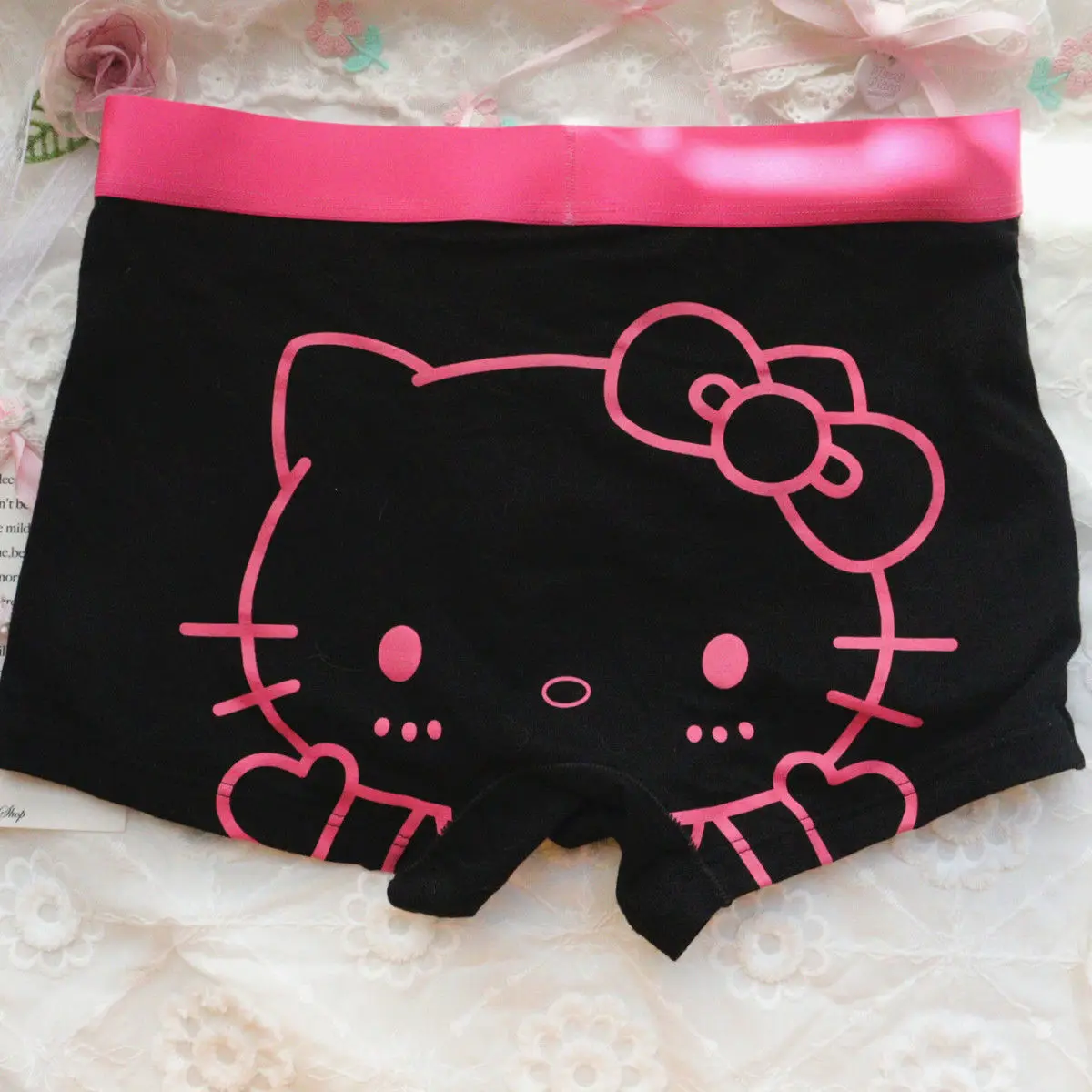 New Cute Hello Kitty Printed Boyshort mutandine per uomo, cotone Cute Pink Underwear Fashion Cartoon Boxer da uomo