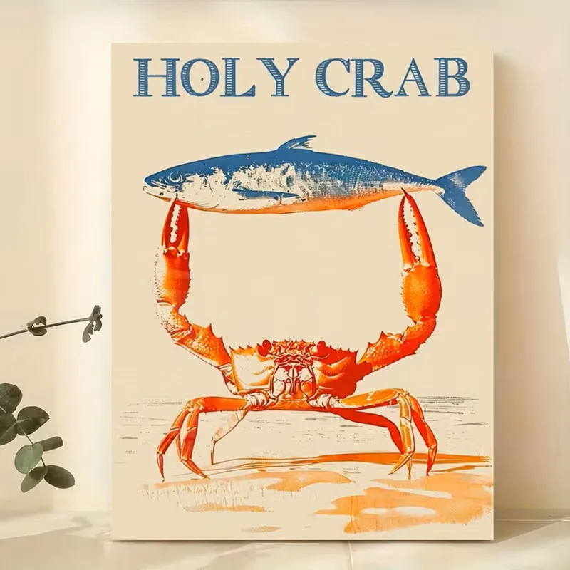 

Sacred Crab Interesting Animal Canvas Posters Wall Decorations Living Rooms Bedrooms Home Offices with Cartoon Theme Retro Style