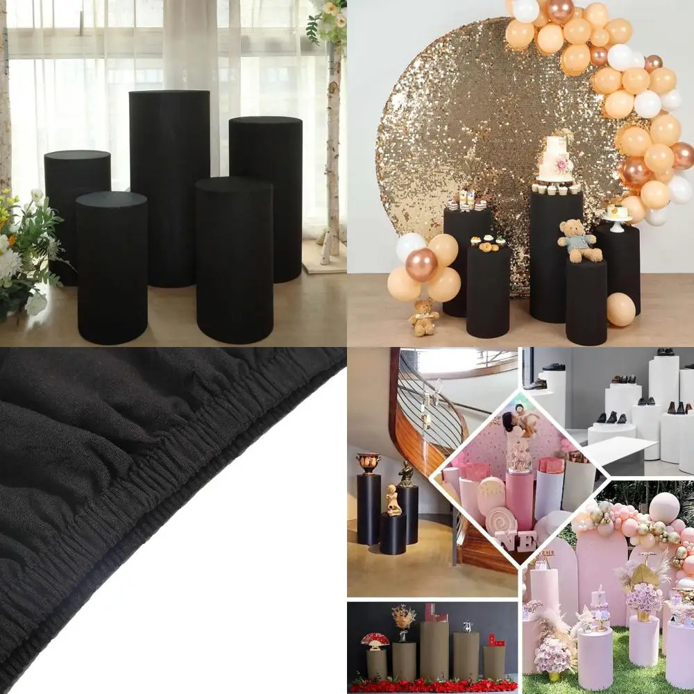 

Набор из 5 чехлов на цилиндрические баллоны из черного спандекса, эластичный реквизит на пьедестале, 160 GSM