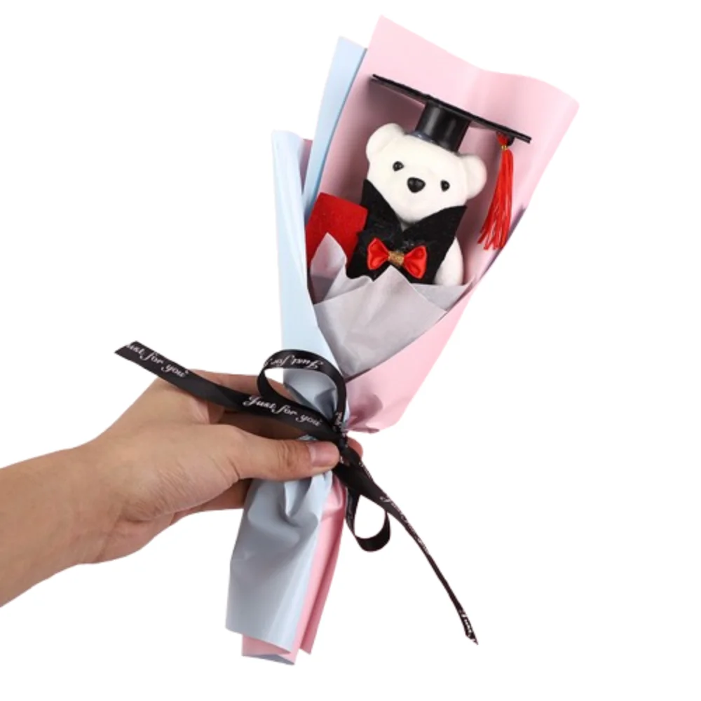 Buquê de animais chique, buquê de urso de formatura, desenho animado, elegante, doutorado, brinquedo adorável, presente de formatura, festa de aniversário