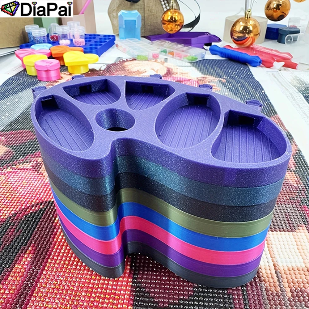 DIAPAI Großes Diamant-Malerei-Tablett, Aufbewahrungsbox, mehrfarbig, 5D-Stickerei, Punktbohrer, Zubehör, Werkzeuge, Perlenplatten, Glitzer