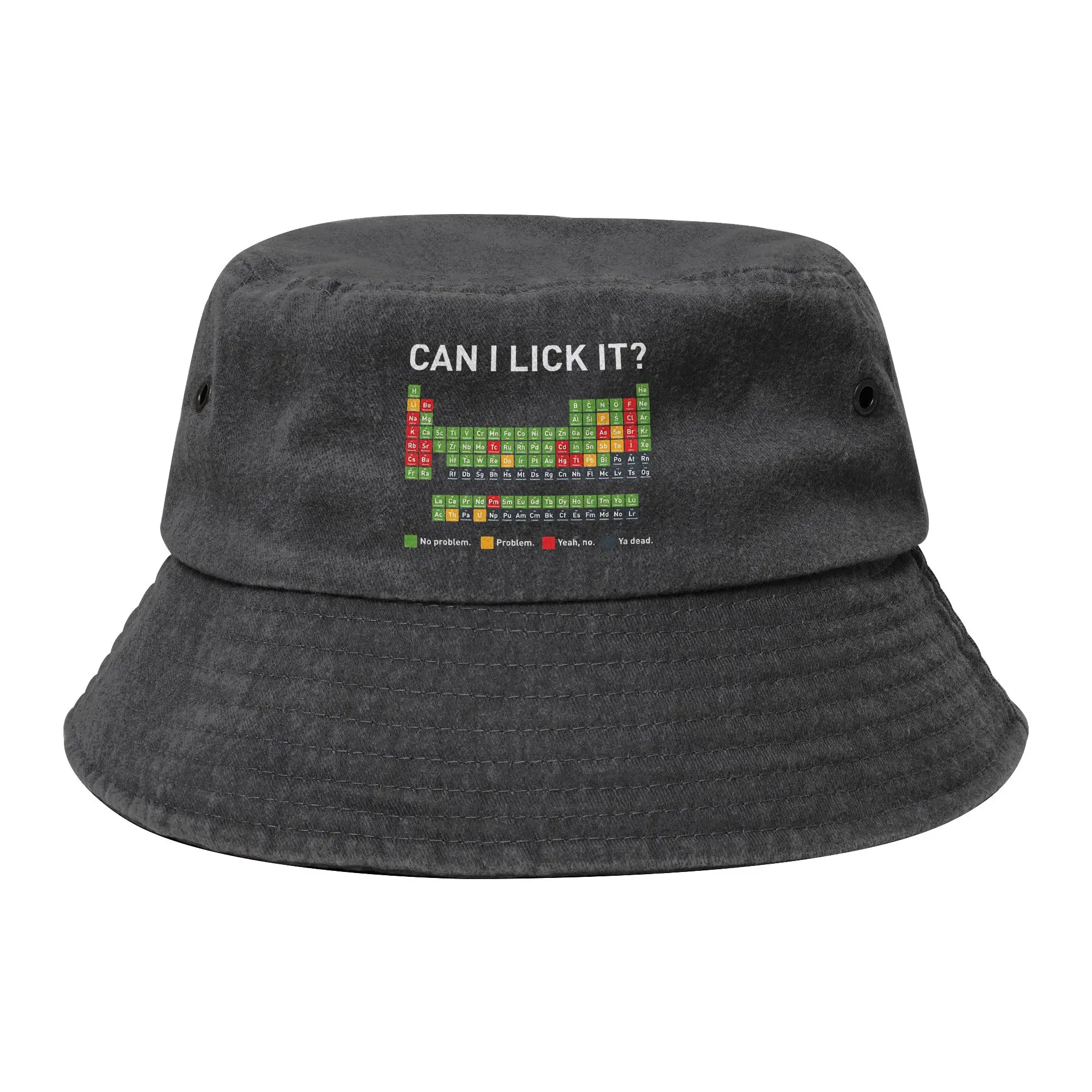 Spring Headwear Periodic Table Can I Lick It  Bucket Hats Unisex Distressed Washed Sun Hat Chemistry Bob Fishing Fisherman Hat