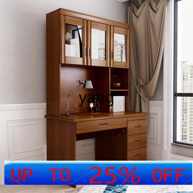 

LH all solid wood desk bookshelf combination modern simple bookcase integrated home study table