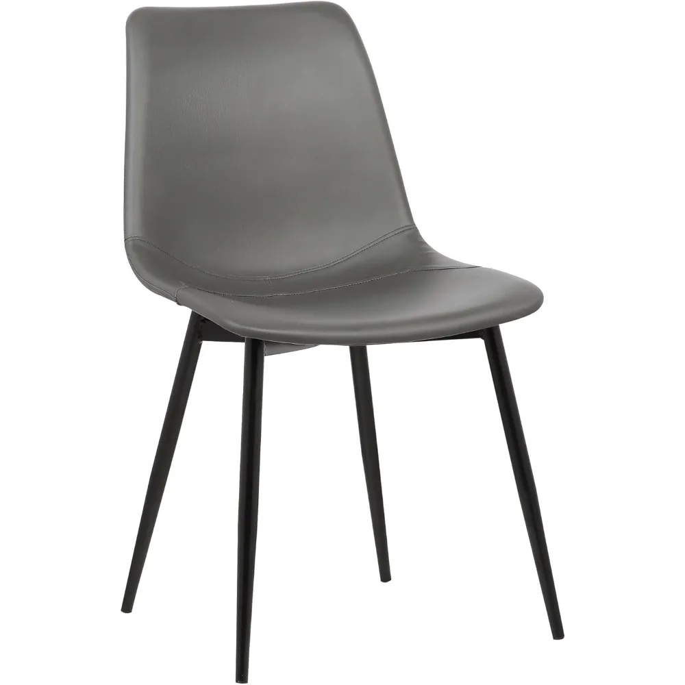 

Monte Mid Century Modern Dining Accent Chair for Table Kitchen Desk Vanity in Charcoal Gray Faux Leather with Black Metal Legs