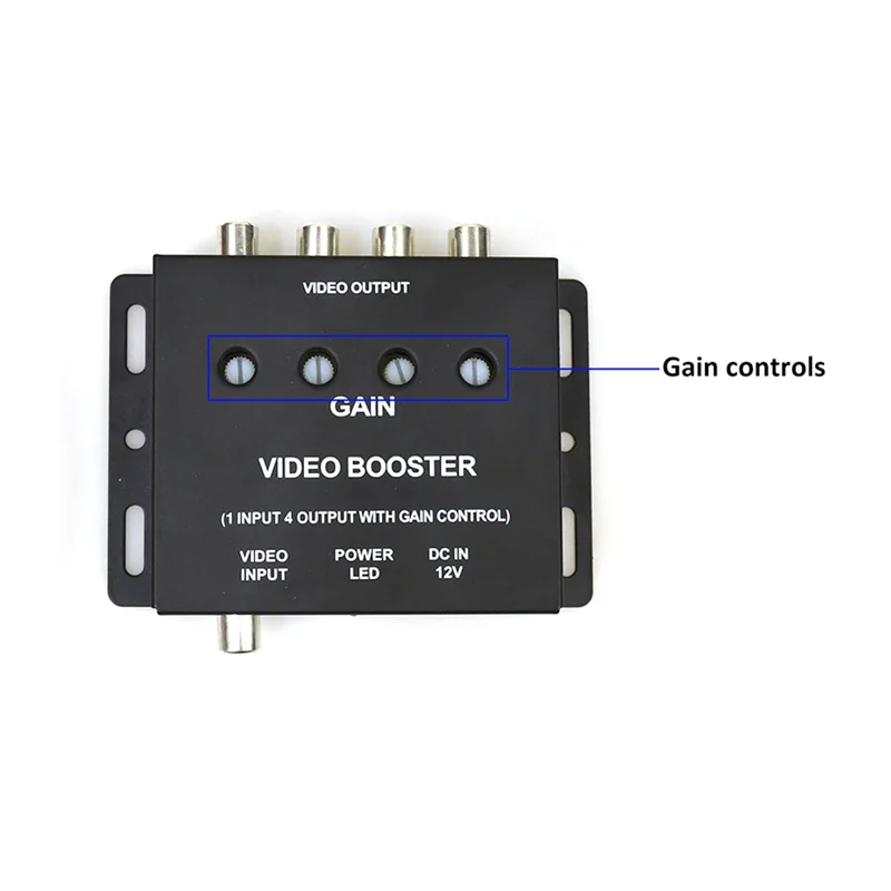 A17R-Car Video Splitter 1 To 4 AV Signal Booster Amplifier Splitter For Car CCTV TV LCD DVD Player 1 Input 4 Output