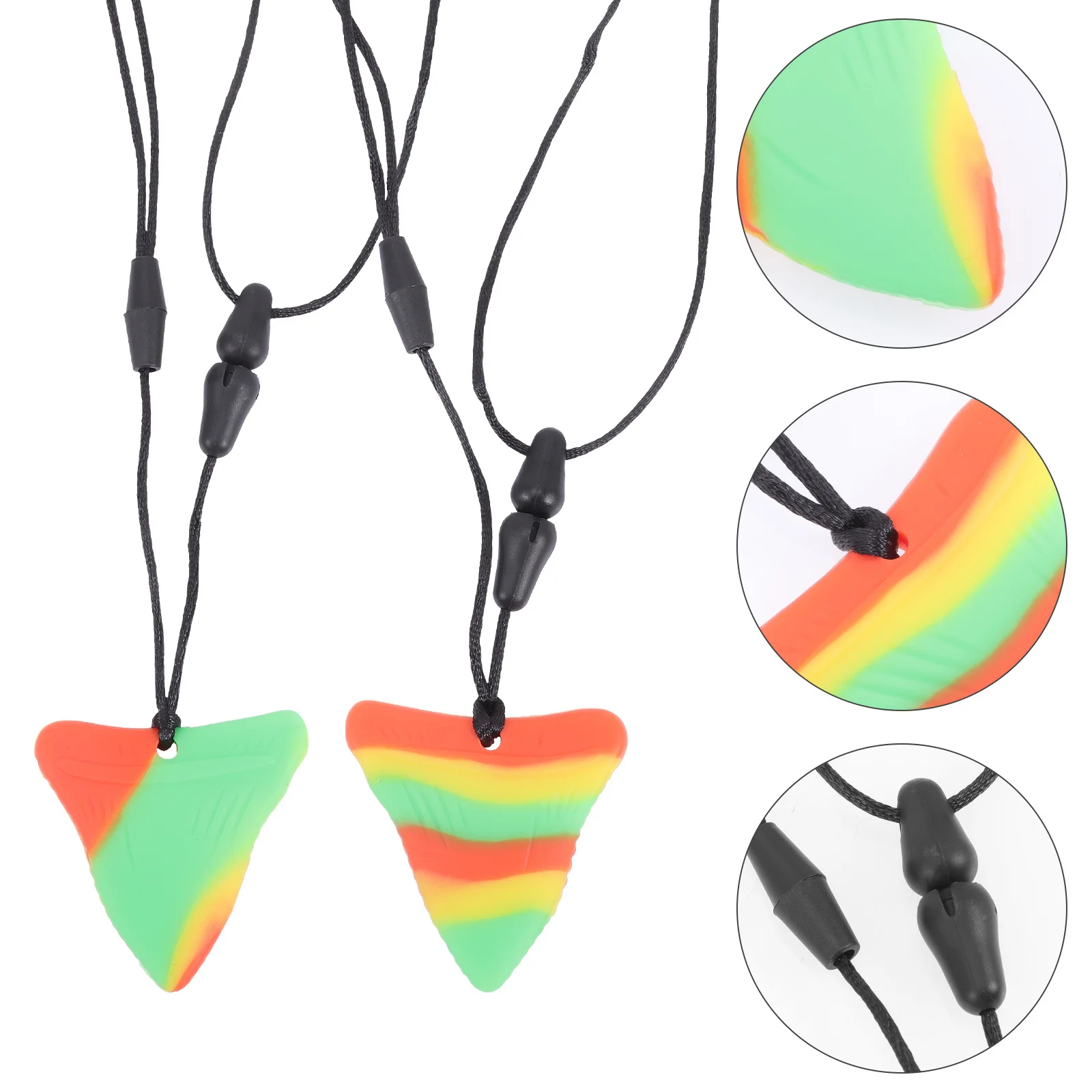 2 قطعة قلادة مضغ الطفل ذات الألوان الزاهية لتخفيف آلام التسنين والاستكشاف الحسي قلادة التسنين #1