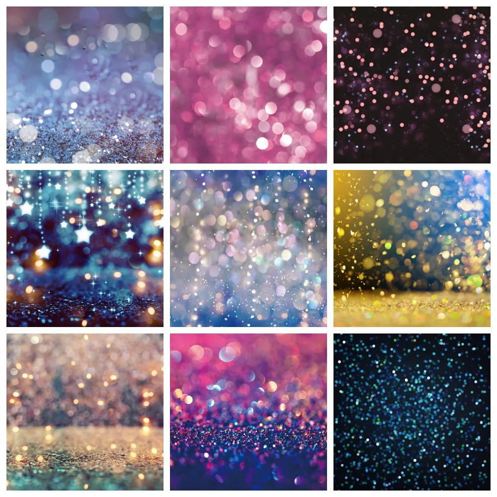 Décors de photographie de paillettes de bokeh de lumière de photophone de mariage, arrière-plans de portrait de nouveau-né, photocall, anniversaire de bébé